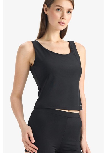 DeFactoFit U Yaka Astarlı Pedli Bikini Üstü D9380AX25HSBK81 Siyah