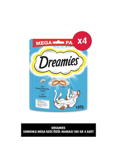 Dreamies Somonlu Mega Paket Yetişkin Kedi Ödül Maması 4 x 180 G