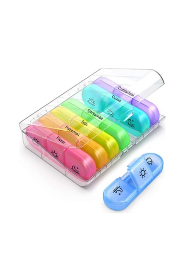 Jianan Taşınabilir 7 Günlük Haftalık Hap İlaç Vitamin Saklama Kutusu Kab