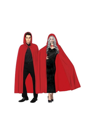 Kırmızı Renk Kapşonlu Pelerin 120 Cm Çok Renkli