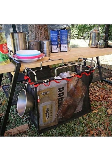 Wondernest Açık Piknik Kamp Katlanır Örgü Sepet Metal Braketli Tencere Tutucu Organizatör Raf Çok Renkli Çok Renkli
