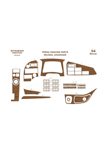 Mitsubishi Temsa Prestige Konsol-torpido Kaplama 2016 54 Parça-açık Meşe Seçenekler