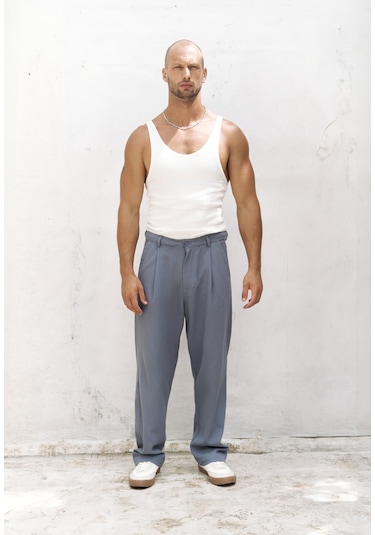 Mai Collection Ayyubay İndigo Pileli Erkek Pantolon İndigo