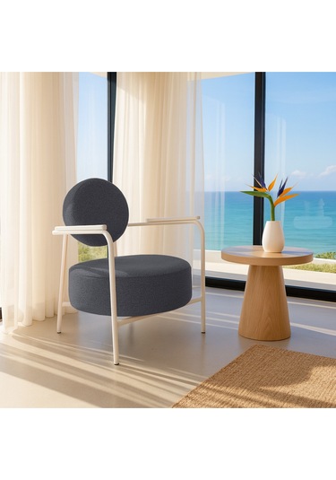 Venüs Modern Berjer Soft Kumaş Beyaz Metal Ayaklı Koltuk Ev & Ofis Antrasit Antrasit