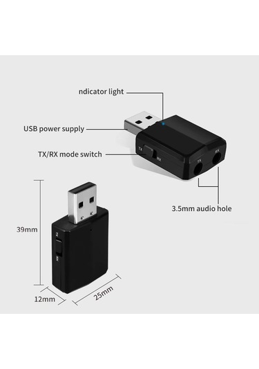 Zf-169plus Kablosuz 3in1 Bluetooth 5.0 Usb Ses Adaptörü Alıcı-verici Transmitter-receiver Araç 3.5mm Aux Stereo Tv Pc Hoparlör Bilgisayar Tablet Kulaklıklar İçin