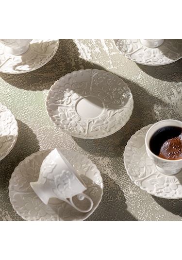 Emsan Laren 90 Ml 6'lı Kahve Fincan Takımı Beyaz