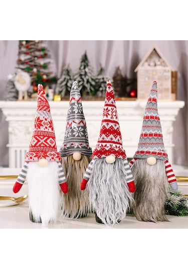 4 Lü Gnome Neol Dekorasyon Seti Sevimli Peluş Noel Baba Gnome Set