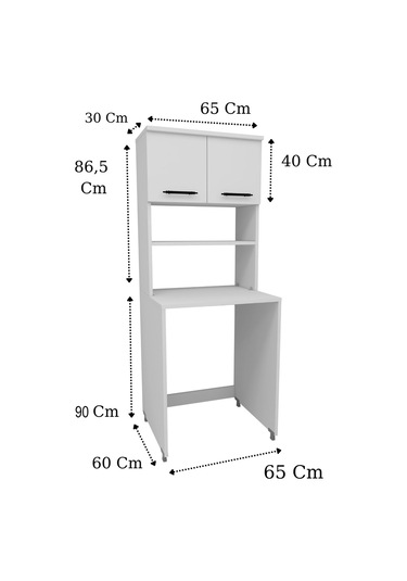 Enda Home 3 Raflı Kapaklı Çamaşır Makinesi Banyo Dolabı Beyaz