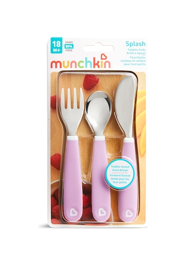 Munchkin Sıçramayı Engelleyici Çocuk Çatal Bıçak Takımı Lila 18+ Ay Lila