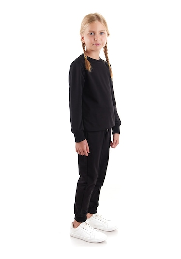 Ahengim Kız Çocuk Back To School Pamuklu Trend Eşofman Takımı Ak2529 Siyah