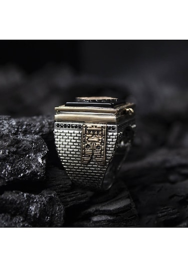 Islam Usta Tasarımı Hacer'ül Esved Gümüş Erkek Yüzük