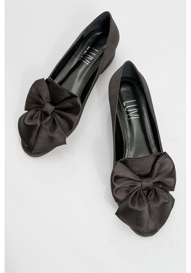Mıcam 2338 Kadın Saten Papyon Fiyonklu Babet Siyah Siyah