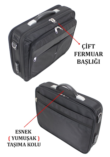 Unisex Siyah 15.6'' Çelik Kasalı Laptop Evrak Bilgisayar Çantası Siyah