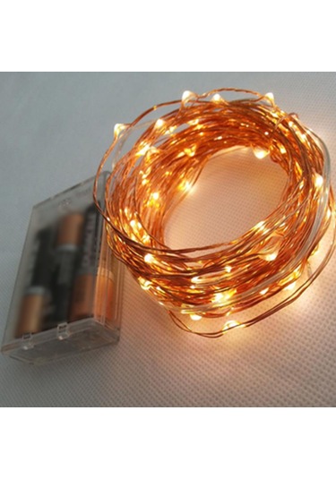 Dianziye 5m 50 Led Isınma Beyazı Bakır Tel Işıklı Zincir, 3aa Pilli Pil Yok Ev Bayram Düğün Noel Dekorasyonu, Ip44 Suya Dayanıklı