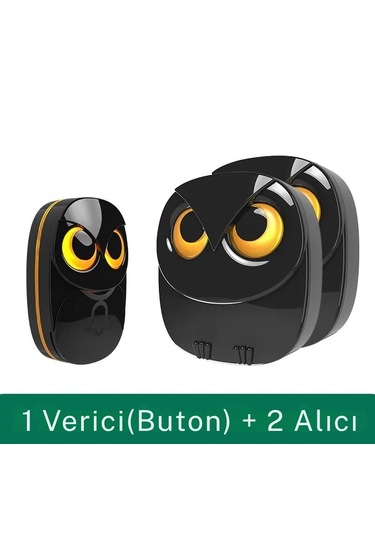 Monozone Işıklı Baykuş Şekilli 2 Alıcı 1 Verici Kapı Zili
