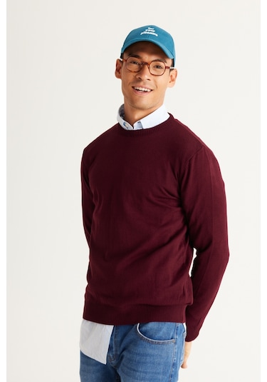 Altinyildiz Classics Erkek Bordo Standart Fit Normal Kesim Bisiklet Yaka Triko 4A4923100001BRDXXL Bordo