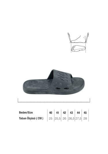 Gezer Yazlık Erkek No Fear Airblow Islak Zemine Uygun Günlük Ev Bahçe Havuz Terlik Siyah