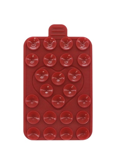 Dayanıklı Vantuzlu Telefon Tutucu Çok Fonksiyonlu Silikon Vantuz Ped Cep Telefonu İçin Red