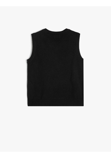 Koton Basic Okul Süveteri V Yaka Kolsuz Pamuklu Siyah 5wkb90006tt Siyah