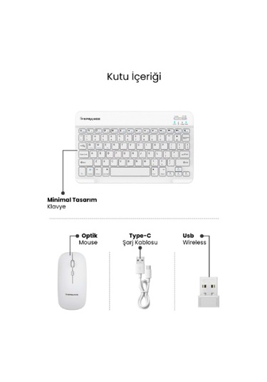 Beyaz Kablosuz Klavye Ve Mouse Seti