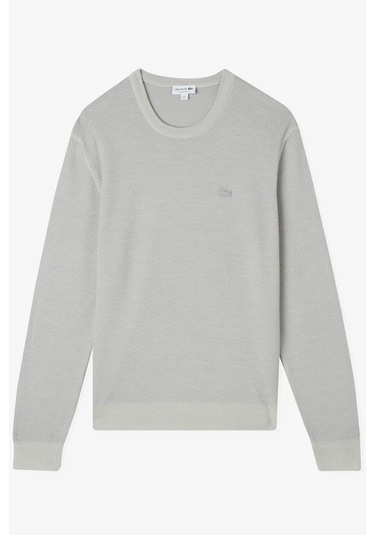 Lacoste Erkek Classic Fit Piramit Örgü %100 Yün Kazak Gri Gri