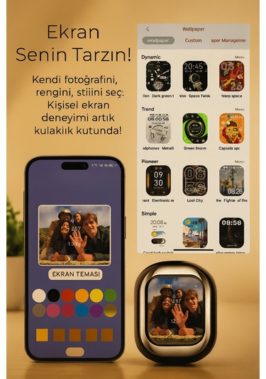 Qasul Kişiselleştirilebilir Renkli Dokunmatik Ekranlı Akıllı Saat