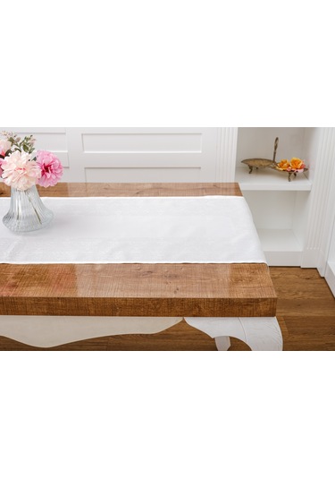 Finezza Ayda Jakar Polyester Kumaş Krem Runner 45x150 cm - 1418