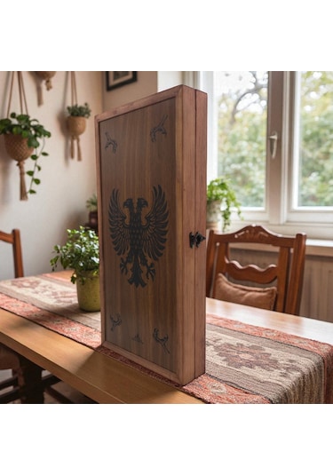 Simya Figür Premium Çift Başlı Kartal Ceviz Kaplama
