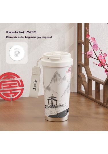 Kahve Fincanı Seramik Astar Hafif Lüks Yüksek Değerli İns Kızlar Taşınabilir 316 Paslanmaz Çelik Araba Termos Bardaklar Toptan 301 Çift İçecek Seramik İnce Koku