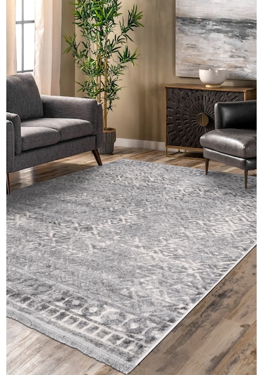 Notteo Modern Halı Yumuşak Dokulu, Dokuma Tabanlı, 7 Mm İnce Form, Dayanıklı Gri 1