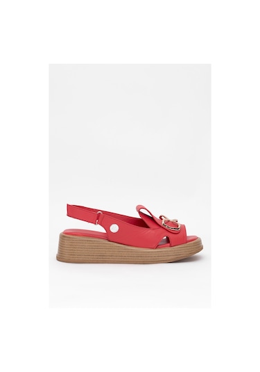 Mammamia D25ys-2780 Kadın Hakiki Deri Düz Sandalet Kırmızı Kırmızı