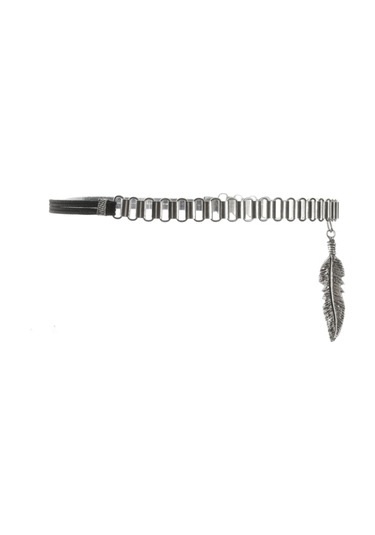 Labalaba Kadın Antik Gümüş Kaplama Yaprak Charm Detaylı Lastikli Bacak Zinciri Gümüş