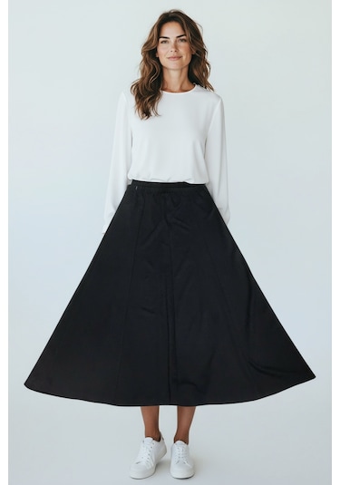 Kadın Beli Lastikli Kalın Kışlık Balık Etek Siyah