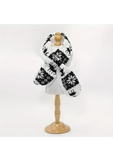 Elmpaly Siyah L Boy Sıcak Tüylü Köpek Atkı Kazak Yeleği Kışlık Kürk Pomeranian Poodle