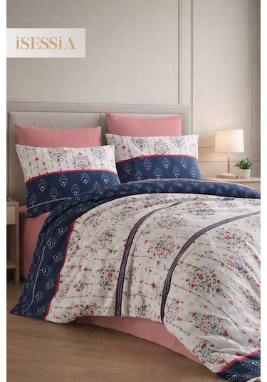 Mira Çift Kişilik Lastikli Çarşaflı Nevresim Takımı Renkli - Motif
