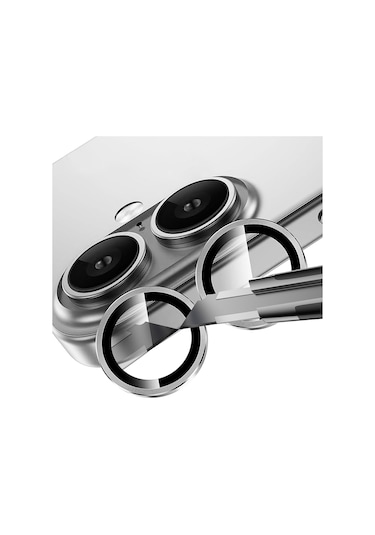 Apple iPhone Uyumlu  16 Frms Mikro Kamera Lens Koruyucu - Siyah Siyah