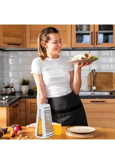 Fochsia Beyaz 1 Adet Paslanmaz Çelik Çift Taraflı Rende - Peynir Sebze Meyve Rendesi Beyaz