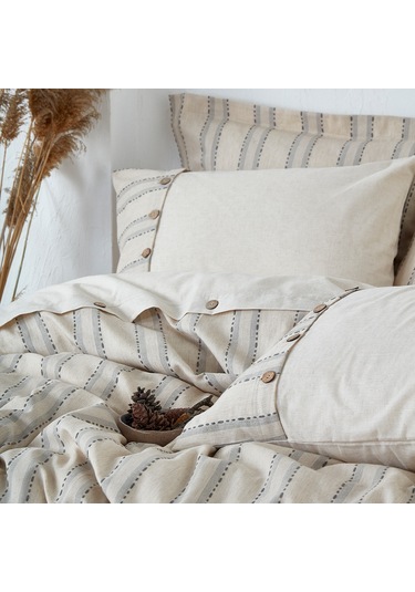 Ecocotton Delfin Antrasit Çift Kişilik %100 Organik Pamuk Nevresim Takımı Antrasit