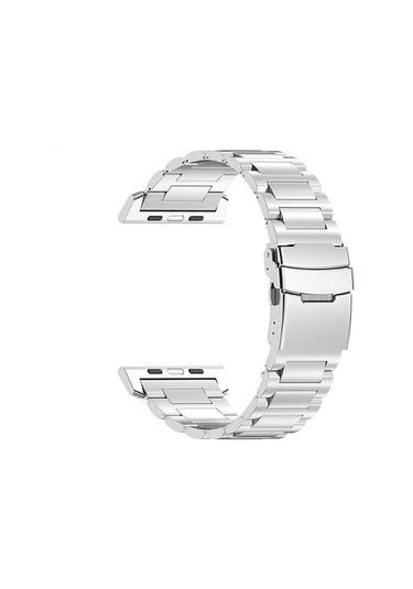 iOs Watch Uyumlu Se 2023 İçin 44mm 26mm Emniyet Tokası Titanyum Alaşımlı Saat Bandı Gümüş