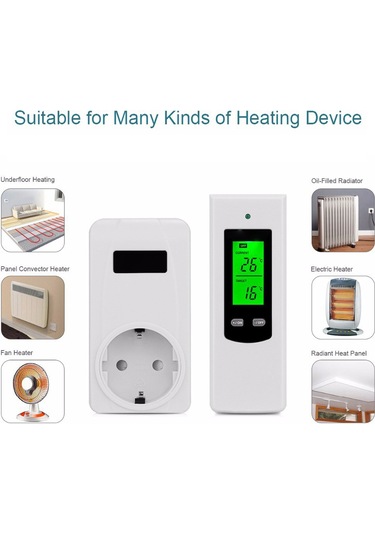 Wezone Sıcaklık Kontrol Cihazı Ev Isıtma/soğutma Akıllı Prizi Lcd Ekranlı 230v 16a 3680w Otomatik Sıcaklık Regülasyonu Euro Şarjı