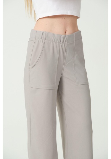 Rich Kadın Yüksek Bel Bol Paça Pantalon Çok Renkli