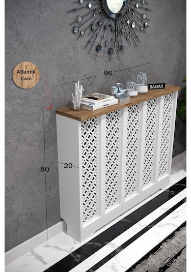 Pera Model Beyaz Üstü Çam Renk 96 CM Petek Kaplama Dresuar Beyaz