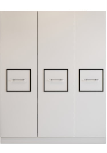 Merlin Mobil Zarif 3 Kapaklı 8 Bölmeli Siyah Şeritli Beyaz Dolap
