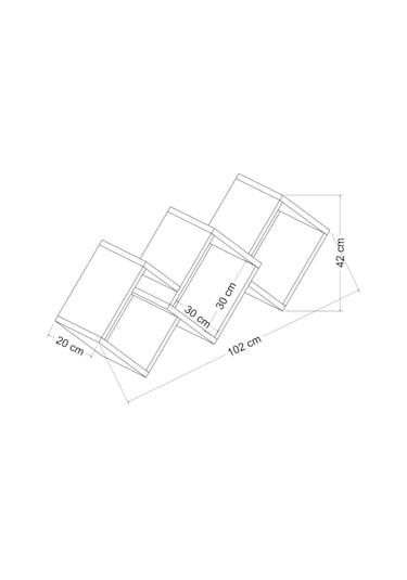 Galaxy Duvar Rafı Ahşap Siyah - Beyaz Beyaz