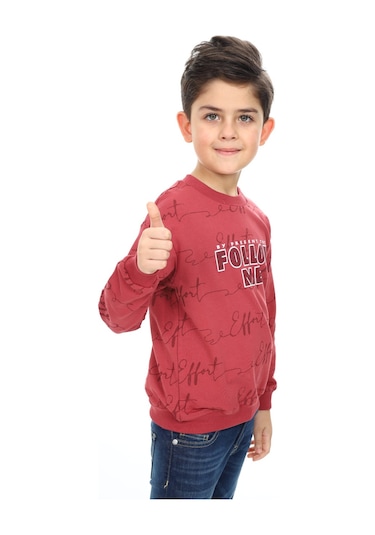 Toontoy Erkek Çocuk Follow Me Baskılı Sweatshirt Kiremit
