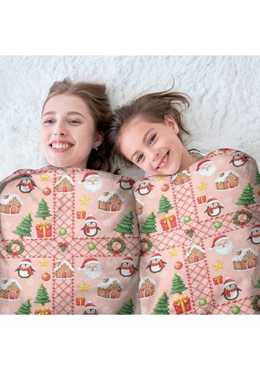 Noel Desenli 60 İnç Yuvarlak Flanel Battaniye, Yetişkin Ve Çocuk İçin, Yumuşak, Rahat Ve Hafif Noel Baba Noel Penguen