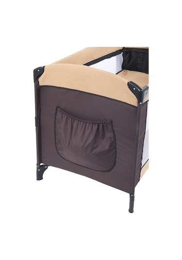 Mastic Anne Yanı Sallanır Cibinlikli Oyun Parkı Bebek Beşik 70x110 Cm Bej