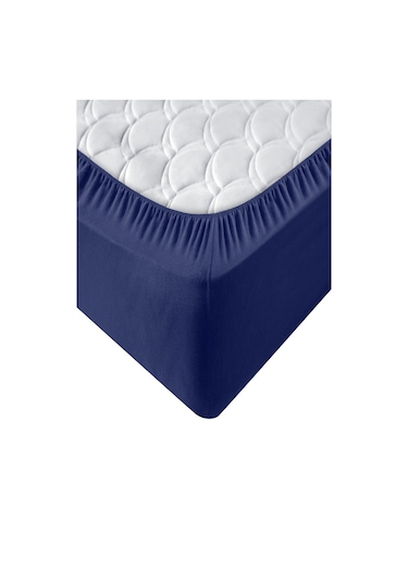 Penye Lastikli Çarşaf, Tek Kişilik ,koyu Mavi, Pamuk-elastan Örme Kumaş, 230 Gr/m² Koyu Mavi