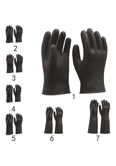 Homyl Uzun Sanayi Kauçuk Lateks Eldiven İş Siyah-31-cm