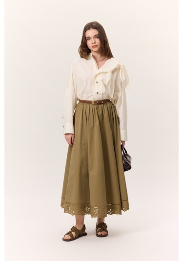 Bağlamalı Detaylı Tasarım Gömlek Tereyağı Tereyağı Krem